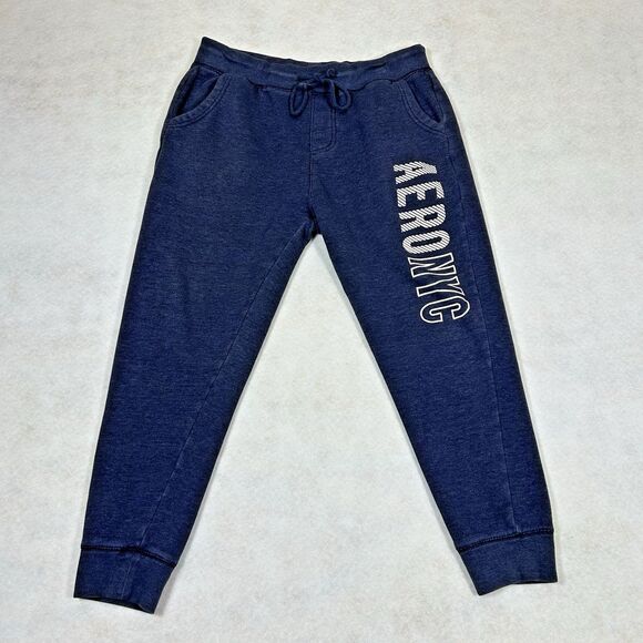 Aeropostale Navy Blue Joggers M Aero NYC Casual Sport Gym Walking Jogging Pants - Picture 1 of 12